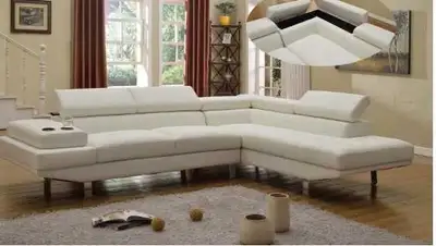 Modern White Leather Sectional Sofa, View more