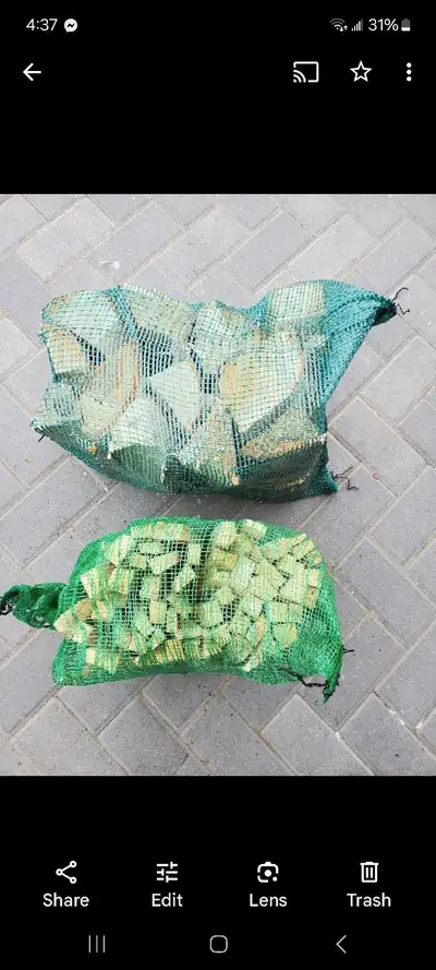 Dry bagged firewood $10 and cedar kindling. $6.50