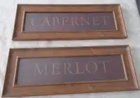 2 Wood Framed Wine Signs