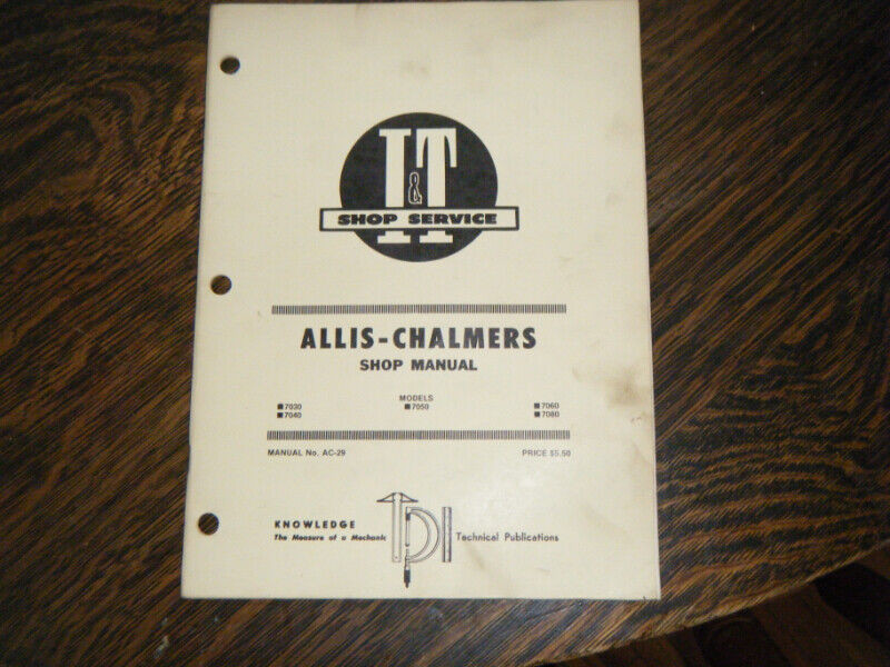 Allis Chalmers 7040 7050, 7060, 7080 Tractors IT Service Manual, used for sale  