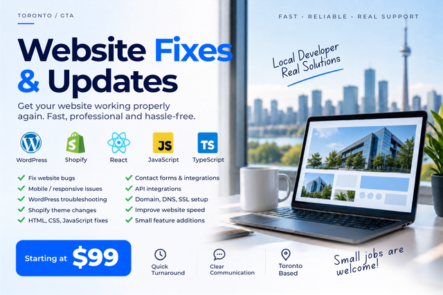 Website Fixes & Updates | WordPress, Shopify, React | Toronto