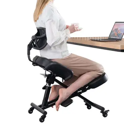 Ergonomic Kneeling Chair with Back Support and Wheels, View more