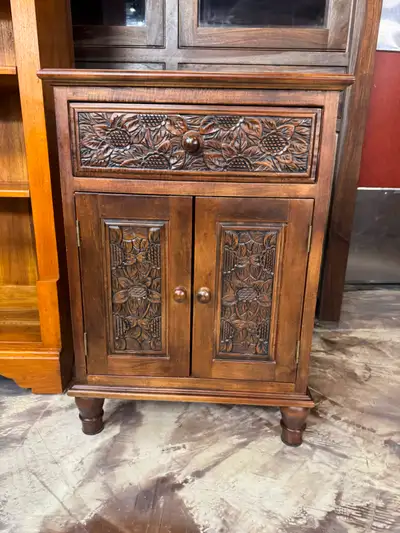 ✅ Table de chevet en acacia, table de nuit Bali, cabinet, View more