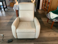 Power leather recliner chair-crème colour