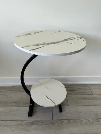 Brand New: Modern Marble-Style Tiered C- Side Table, View more