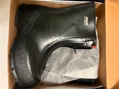 Bottes couvre-chaussures en caoutchouc noir pour homme avec glissière. Pointure : 6. Neuves, boîte o...