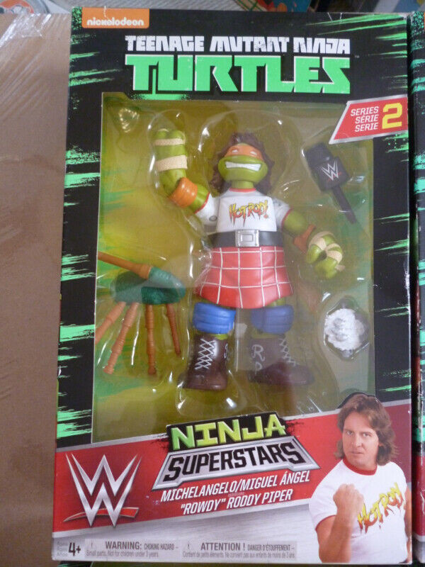 WWE Teenage Mutant Ninja Turtle Superstars x 4 - Rock Cena Piper in Arts & Collectibles in Peterborough - Image 3