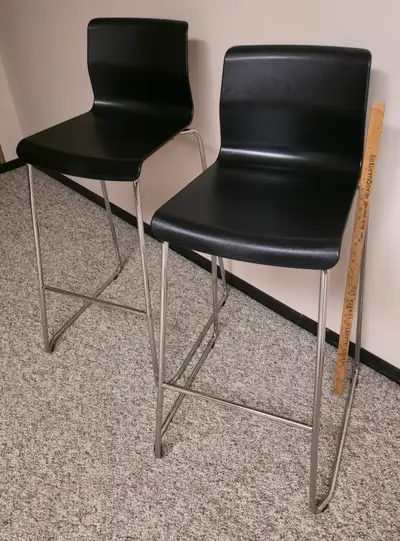 2 IKEA Glenn Bar Stools Black & Chrome, View more