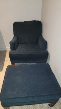 Blue Arm chair with ottoman