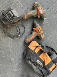 Compact - Ridgid Drill, Impact Driver, Charger, 2 Batteries, Bag