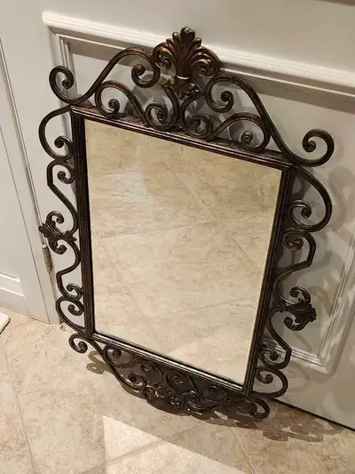 Elegant Decorative Wall Mirror – Metal Scroll Frame, View more