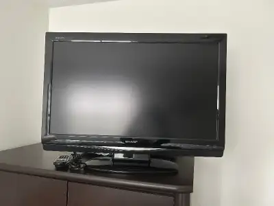 Good TV. Liquid Crystal TV. LC-32D44U 120V 60Hz 135W Size of the frame without the base is 30” x 19”...