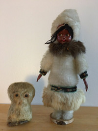 Poupée  & Ookpik  Inuit Vintage Inuit Doll  & Fur Ookpik