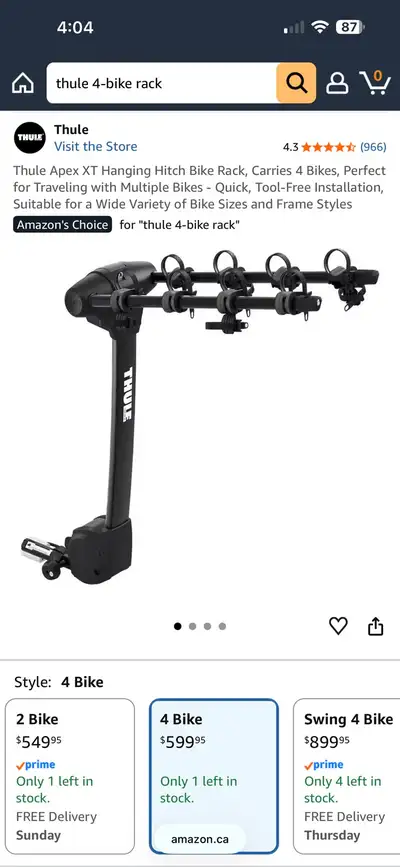 Thul 4 bike carrier, View more