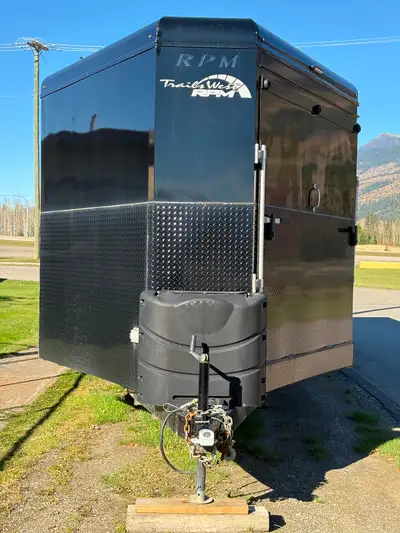 2023 Chris Brant Trail West sled trailer. Pumper pull V nose 2 30 pound propane tanks Propane heater...