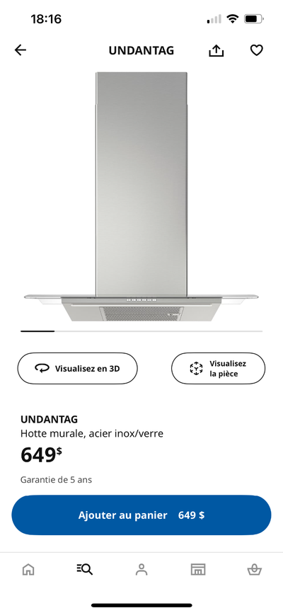 ****Bien prend le temps de lire avant de m’écrire **** Sleek wall-mounted range hood is IKEA UNDANTA...