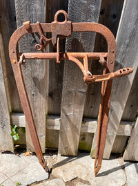 Antique Heavy Iron Hay Fork for Garden Decor