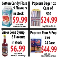 Cotton Candy Floss Sugar Popcorn Snow Cone Syrup Supplies & more
