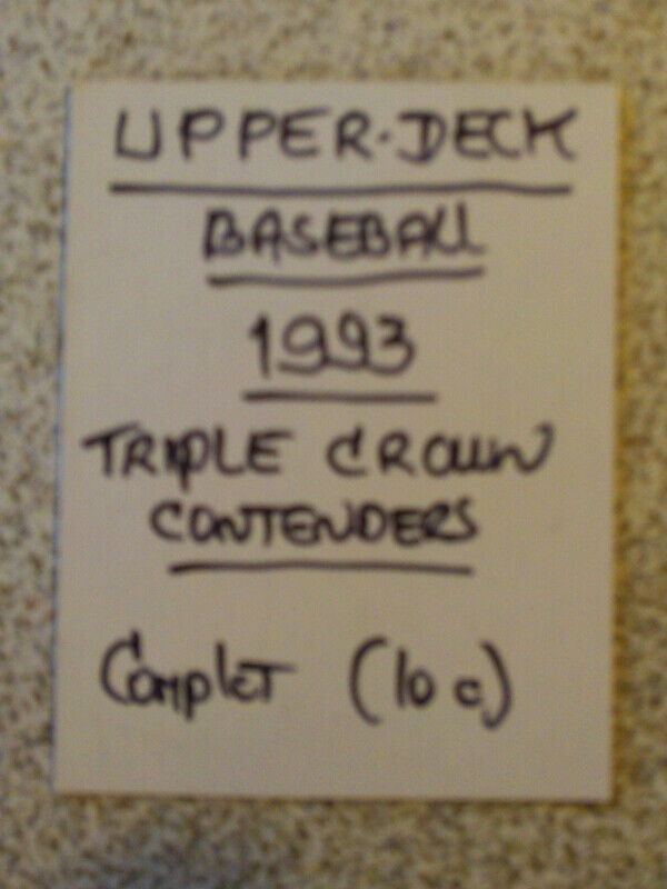 SERIE DE CARTES DE BASEBALL U.DECK TRIPLE CROWN CONTENDERS 1993 dans Art et objets de collection  à Laval/Rive Nord - Image 2