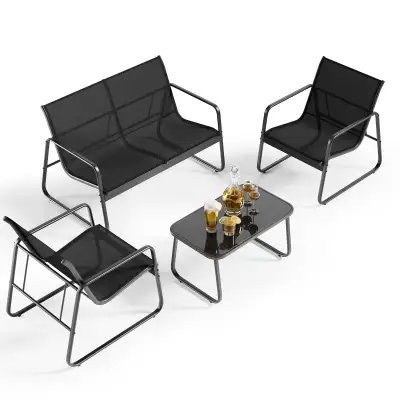 Gizoon 4 Piece Patio Furniture Set, Loveseat and Table, View more