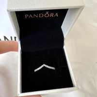 Pandora Sparkling Wishbone Ring - 50 (NEW)