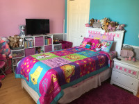 Girls bedroom furniture set with bedding and decor
