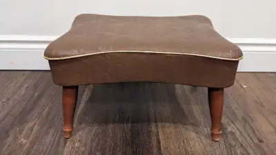 Vintage Brown Vinyl Footstool , View more