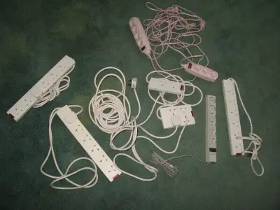 Selling a collection of eight (8) European / foreign power bar extensions cords. Assorted types and...