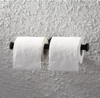 NEW-Wall mounted Matte Black double roll bathroom tissue holder