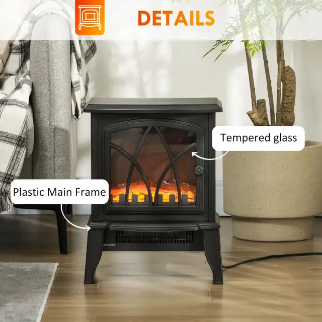 Brand new black Electric Heater, Freestanding Fireplace Stove wi in Heaters, Humidifiers & Dehumidifiers in Markham / York Region - Image 5