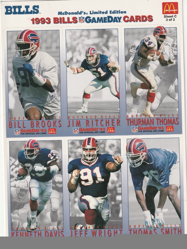 1993 Buffalo Bills Game Day Cards Jim Kelly/Thurman Thomas Arts