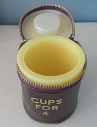 Vintage Nesting Traveling Cups for 4 zippered Vinyl Case Barware