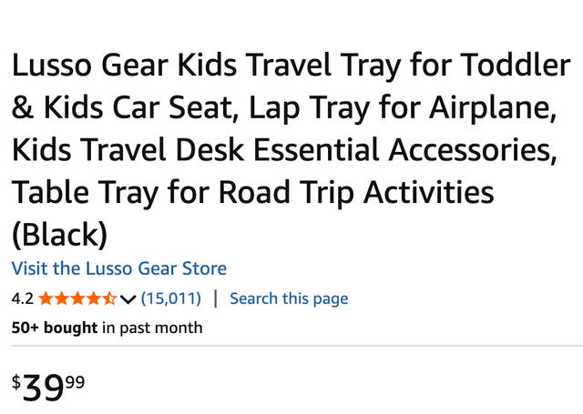Lusso Gear Toddler & Kids Car Seat Lap Travel Tray in Black in Toys & Games in Edmonton - Image 11