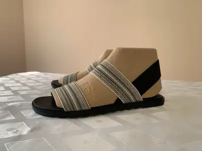 FOR SALE: $65 BRAND NEW - NEVER WORN, in box SOREL BLACK AND CHALK 2 strap SANDALS / SLIDES Women's...