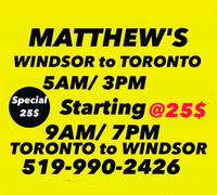 ❌❌❌❌10am and 7pmDAILY TORONTO ↔️ WINDSOR call call 