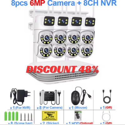 Smar WiFi Security Camera System 6MP Dual Lens Wireless IP Camer, View more
