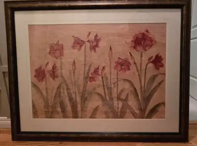 Cheri Blum art "Row of Red Amaryllis" in frame, View more