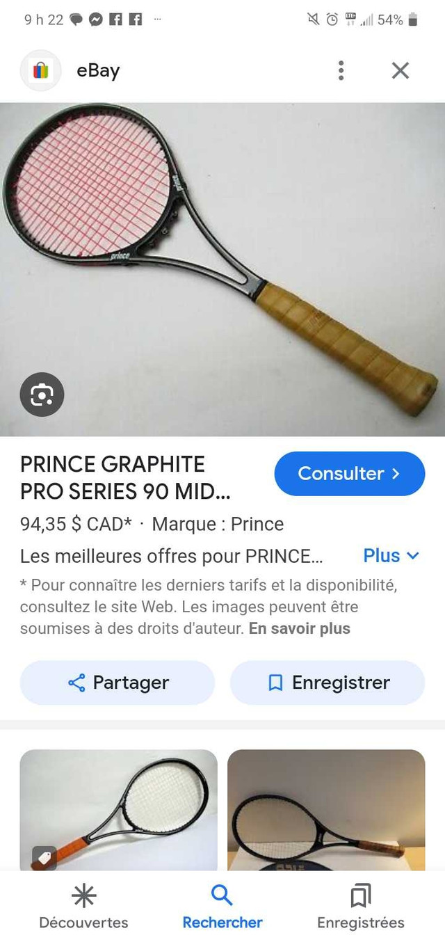 Raquette tennis Prince Graphite pro excellente condition $25. dans Tennis et raquettes  à Saint-Jean-sur-Richelieu - Image 4