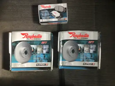 Raybestos element 3 Front brake pads and rotors, fits CHRYSLER TOWN & COUNTRY 2010-2016 DODGE GRAND...