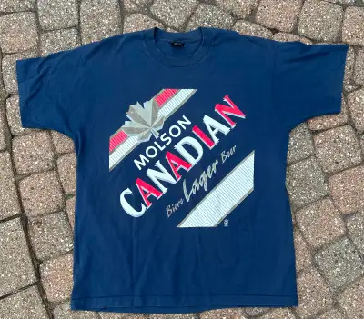 Vintage 90s Molson Canadian T-Shirt Size XL Single Stitch, View more