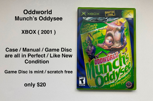 Oddworld : Munch's Oddysee ( XBOX 2001) - like new - only $20 !! in Older Generation in City of Halifax