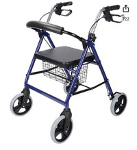 New!LIVINGbasics Four Wheel Walker Rollator With Fold Up Removab
