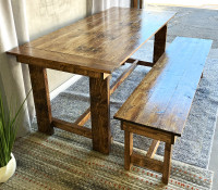 BRAND NEW Large Solid-Wood Dining Table with Bench