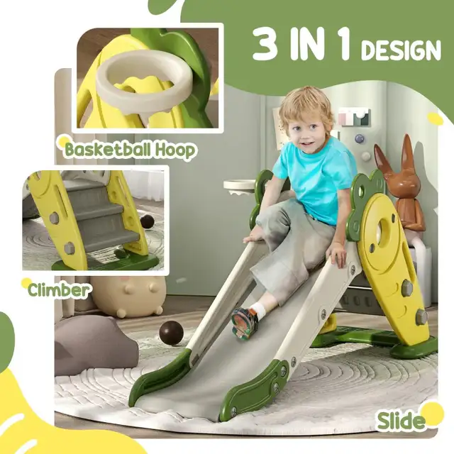 3 in 1 Foldable Toddler Slide with Basketball Hoop, Climber, for in Toys in Markham / York Region - Image 4