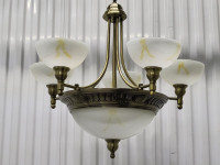 Large Traditional 8-Light Chandelier w/ Alabaster Glass Shades