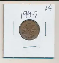 ORIGINAL RARE VINTAGE 1947 CANADIAN 1¢ KING GEORGE PENNY
