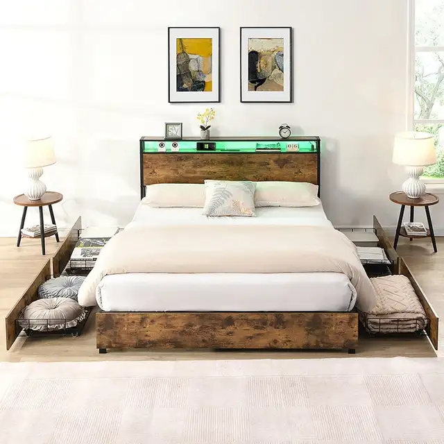 Brand New Article of Bed frame with storage drawers, lights in Bedding in Vancouver - Image 2