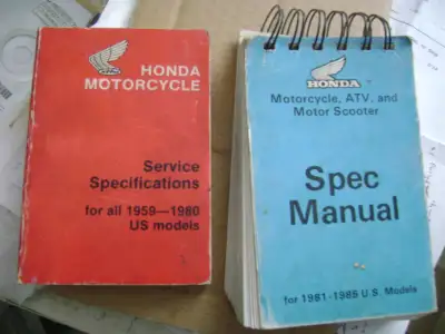Two booklets with specs for many Honda motorcycles. Original Honda publications. $50.00 each Honda c...