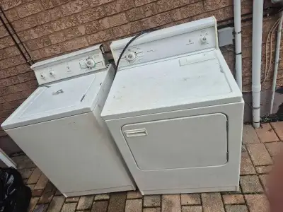 Used washer and dryer, still good for parts. Dryer still works. Just a little noisy washing machine...
