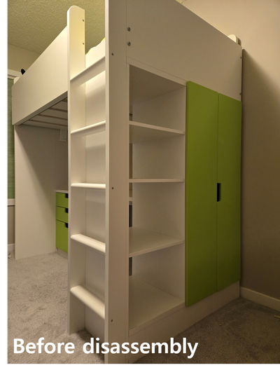 IKEA loft bed with desk, closet and 3 drawer, View more